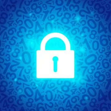 Blue glowing lock vector illustration 스톡 일러스트