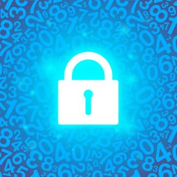 Blue glowing lock vector illustration Stock Illustration
