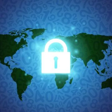 Blue glowing lock vector illustration Stock Illustration