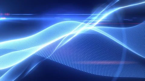 Blue glowing magic waves from energy particles abstract background Stock Illustration
