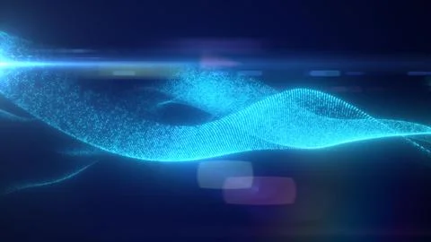 Blue glowing magic waves from energy particles abstract background Stock Illustration