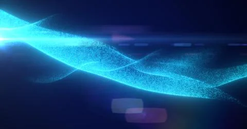 Blue glowing magic waves from energy particles abstract background Stock Photos