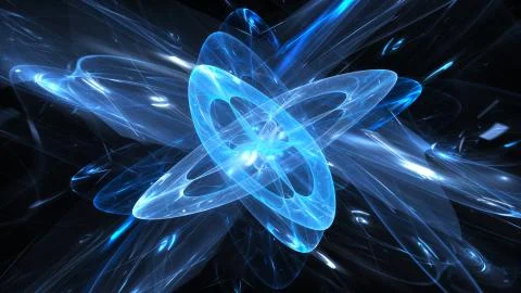 Blue glowing magical quantum in space Illustrazione stock