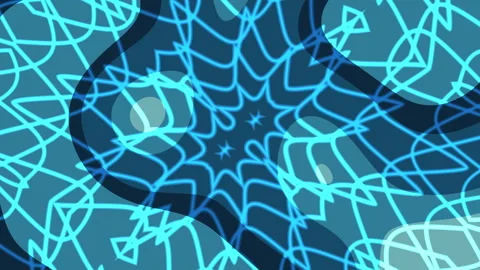 Blue glowing mandala pattern animation moving on a dark background Stock Footage 345463907