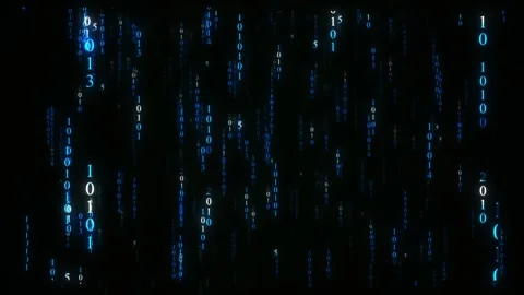 Blue Glowing Matrix Binary Code Falling Digital Data Background Stock Footage 320959664