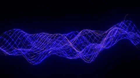 Blue glowing mesh on a black background. 3d loop background. 3d render Stock Footage 152912026