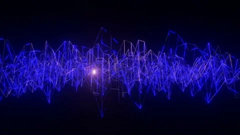 Blue glowing mesh on a black background. 3d loop background. 3d render Stock Footage 152912059