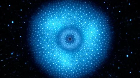 Blue glowing micro quantum gravity in space Stock Illustration