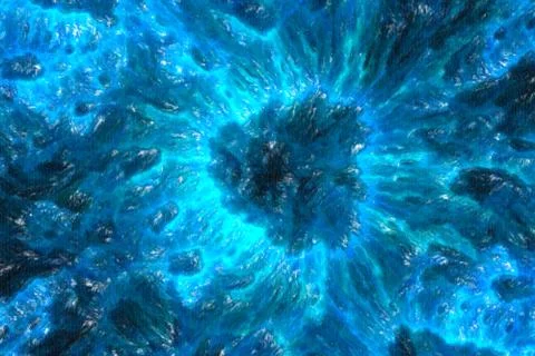 Blue glowing microscopic world in crayon style Stock Illustration