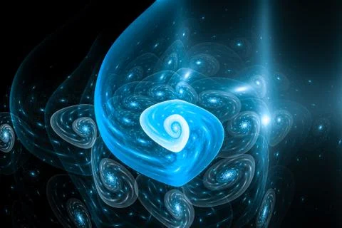 Blue glowing multiple fibonacci spirals in multiverse abstract artwork 스톡 일러스트
