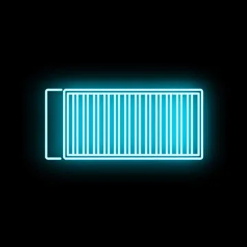 Blue glowing neon barcode icon for scanning 库存插图