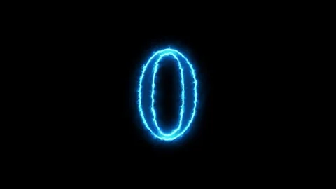Blue glowing neon claw marks forming number zero with electric energy on bl.. Stock Footage 345548047