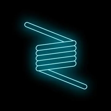 Blue glowing neon coil spring mechanical icon Stock Illustration