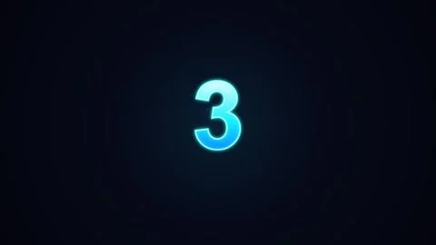 Blue Glowing Neon Countdown Glittering Timer Animation with Particles on Da.. 動画素材 344716620