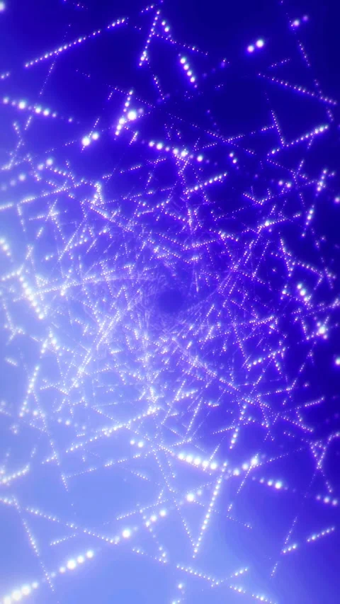 Blue glowing neon dotted wireframe tunnel loop Stock Footage 345653568