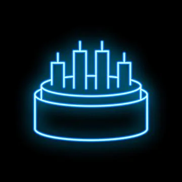 Blue glowing neon line optical fiber cable icon isolated on black background Stock Illustration