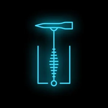 Blue glowing neon line wine corkscrew icon isolated on black background Stock Illustration