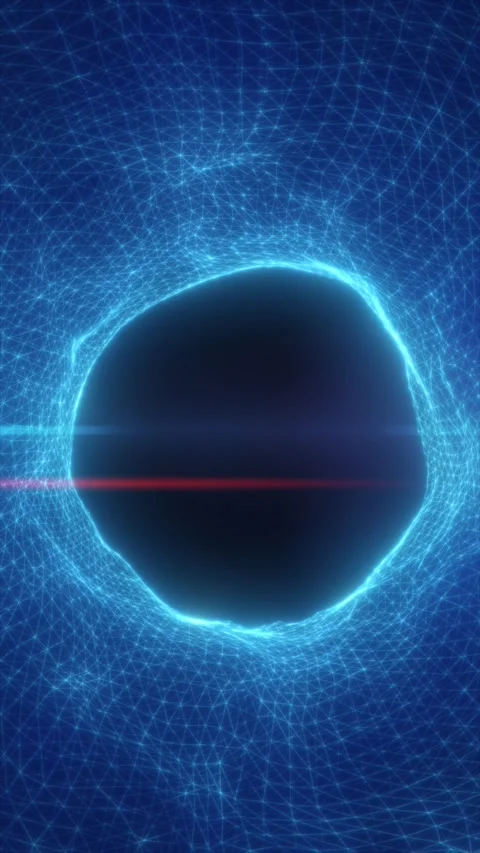 Blue glowing network mesh surrounding a dark circular portal, creating a fu.. Stock Footage 339032923