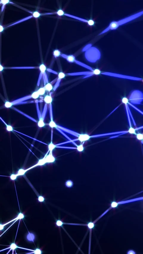 Blue glowing network nodes and connecting lines forming polygon mesh, futur.. Stock Footage 326202952