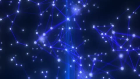 Blue glowing network nodes and connecting lines Stock Footage 333796021