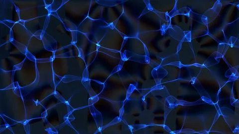 Blue glowing neural networks pulse across a dark background Stock Illustration
