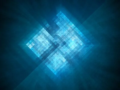 Blue glowing new processor prototype in space Illustrazione stock