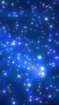 Blue glowing nodes and connecting lines forming an abstract network structu.. Illustrazione stock