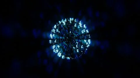 Blue glowing numbers code floating in space Stock Footage 262260835