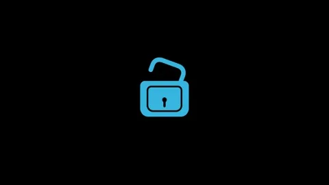 Blue Glowing Padlock Security Icon Dark Background Stock Footage 332526259