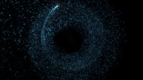 Blue Glowing Particle Circle Flow Animation on Transparent Background Stock Footage 321313425