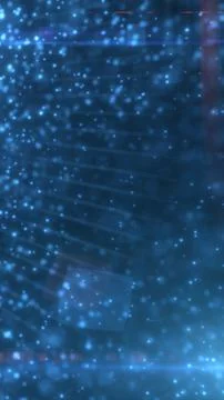 Blue glowing particle field with soft bokeh and digital light streaks on da.. Stockillustratie