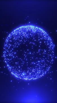 Blue glowing particle globe with digital dots and star-like data points, sy.. Stock Illustration
