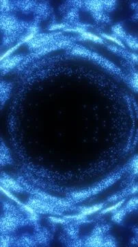 Blue glowing particle ring forming a circular cosmic portal with sparkling .. Stock Illustration
