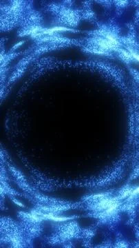 Blue glowing particle ring forming a circular cosmic portal with sparkling .. Stock Illustration