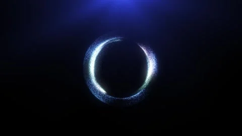Blue glowing particle ring rotating in dark space Stock Footage 320065045