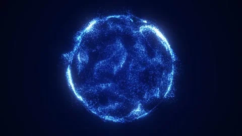 Blue glowing particle sphere, 4K 60fps motion, digital data core, luminous .. Stock Footage 336601908