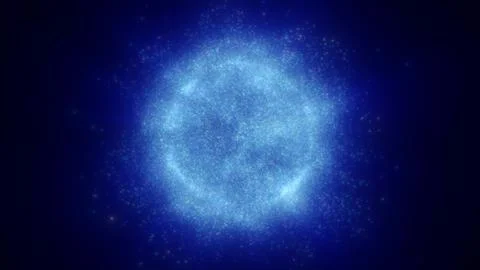 Blue glowing particle sphere in deep space Stock Illustration