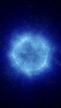 Blue glowing particle sphere in deep space, resembling a nebula or energy clu Stock Photos