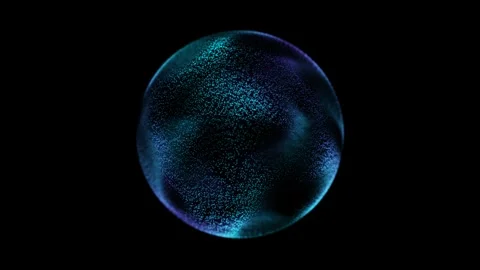 Blue glowing particle sphere loop on black background. Futuristic energy or.. Video stock 332622191