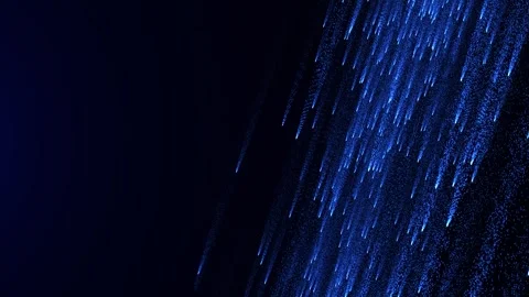 Blue glowing particle trails cascade diagonally over a dark background Stock Footage 313278145