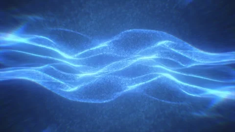 Blue Glowing Particle Wave Fluid Abstract Background Video stock 341570193