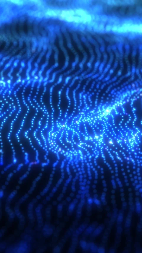 Blue glowing particle wave forming a futuristic digital landscape with flow.. Stock Footage 328355049