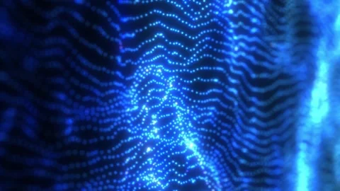 Blue glowing particle wave forming a futuristic digital landscape Stock Footage 329553566