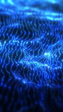 Blue glowing particle wave forming a futuristic digital landscape with flow.. Illustrazione stock