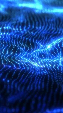 Blue glowing particle wave forming a futuristic digital landscape with flow.. Illustrazione stock