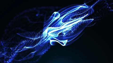 Blue glowing particle waves flowing in abstract futuristic motion Stock Footage 312814742