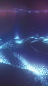 Blue glowing particle waves forming an abstract digital landscape, represen.. 스톡 일러스트