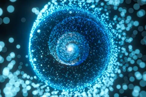 Blue glowing particles, abstract background, 3d rendering. Stock Illustration