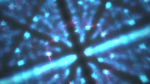 Blue Glowing Particles Create a Symmetrical Digital Light Pattern for Moder.. Stock Footage 343691567