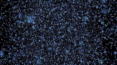 Blue glowing particles drift in dark space, creating a dense abstract starfie Stock Footage 332803315